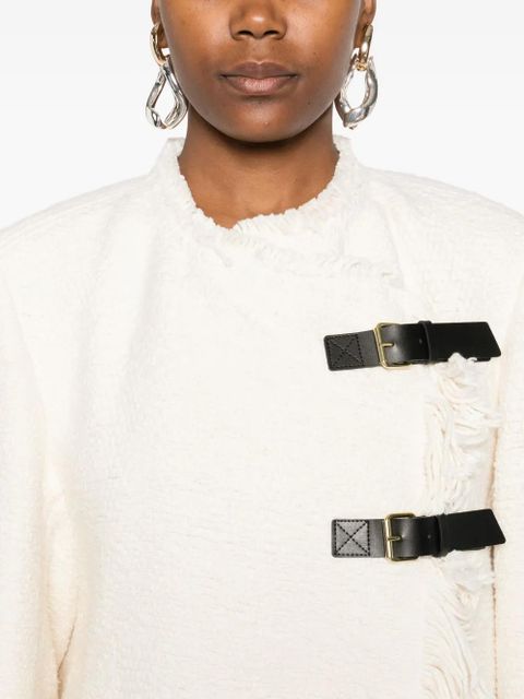 ISABEL MARANT Garmia fringed buckle-fastening coat - Neutrals