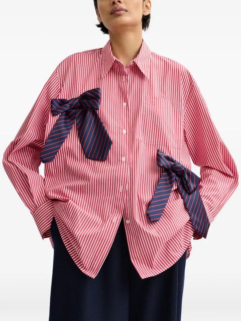 Essentiel Antwerp striped bow-appliqué shirt - Red - zdjęcie produktu nr 2