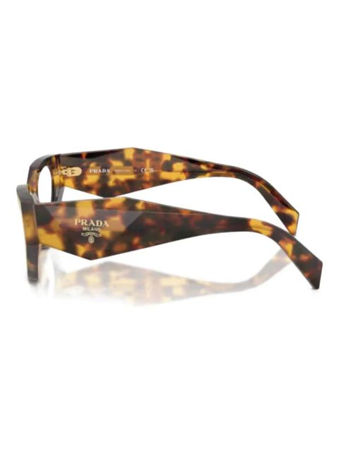 Prada Eyewear geometric-frame glasses - Brown