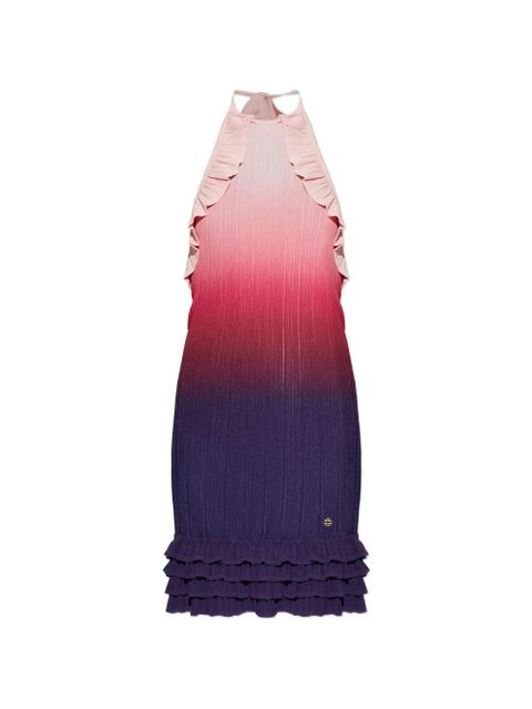 Casablanca ruffled-trim harterneck mini dress - Purple - zdjęcie produktu nr 1