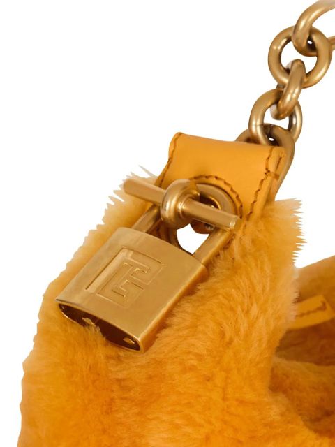 Balmain mini Sync shearling chain tote bag - Orange