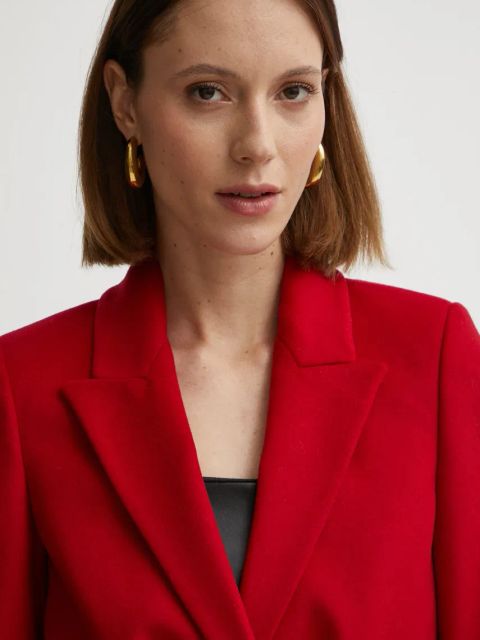 Twinset płaszcz wełniany kolor czerwony przejściowy 242TT2202