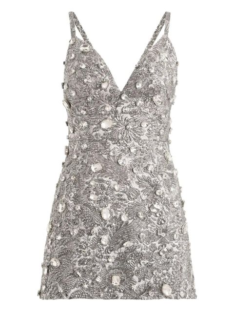 Dolce & Gabbana floral-jacquard mini dress - Silver - zdjęcie produktu nr 1