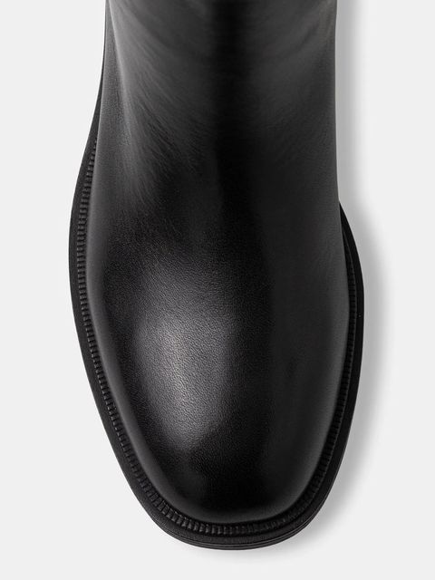 Nokwol kozaki skórzane Jose Black Leather damskie kolor czarny na płaskim obcasie Jose Black Leather