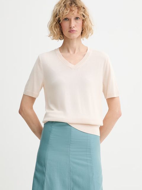 Calvin Klein sweter z krótkim rękawem damski z wiskozy - zdjęcie produktu nr 1