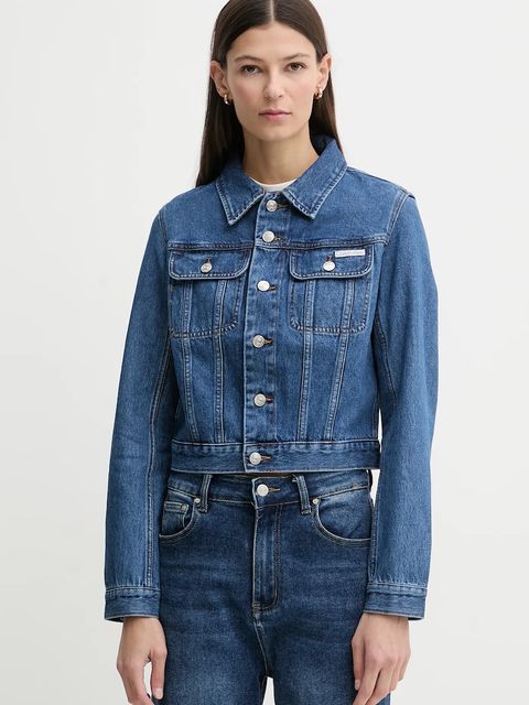 Calvin Klein Jeans kurtka jeansowa kolor niebieski przejściowa LV047E629G - zdjęcie produktu nr 1