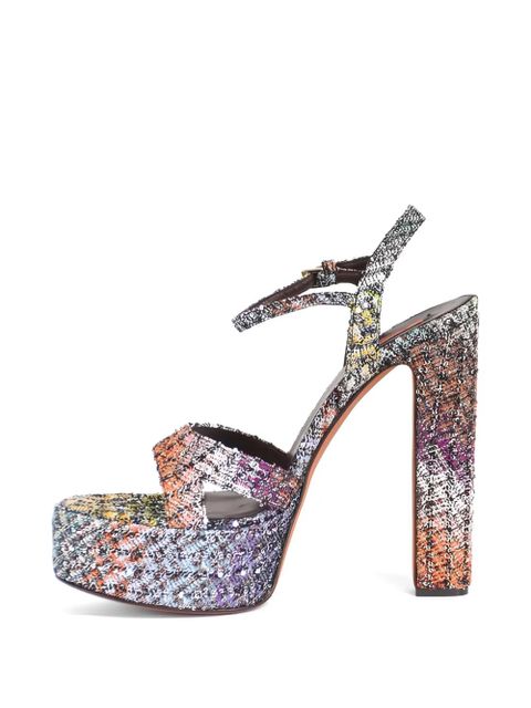 Missoni chevron-knit sandals - Silver