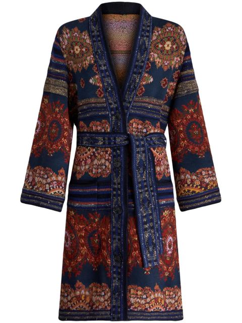 ETRO paisley-print belted trench coat - Blue - zdjęcie produktu nr 1