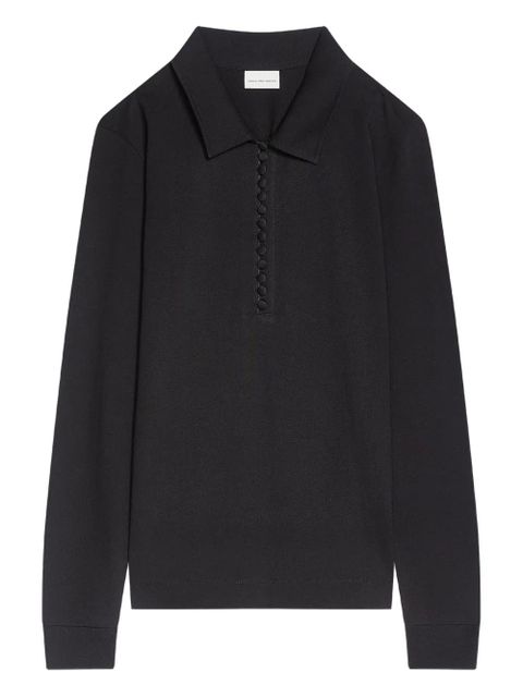 DRIES VAN NOTEN button-fastening jersey polo shirt - Black - zdjęcie produktu nr 1