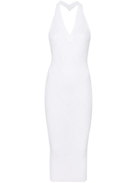Balmain V-neck halterneck midi dress - White - zdjęcie produktu nr 1