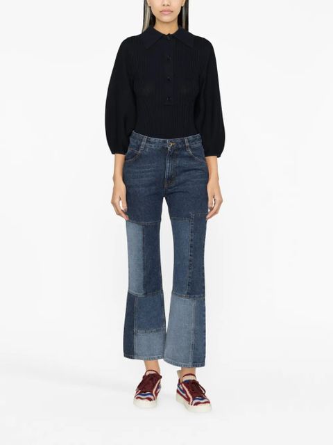Chloé patchwork cropped flared jeans - Blue - zdjęcie produktu nr 2