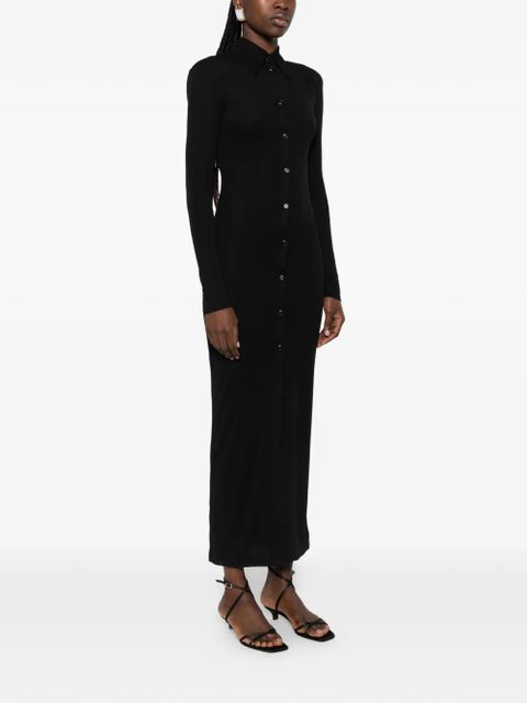 Nanushka shoulder pads maxi shirt dress - Black