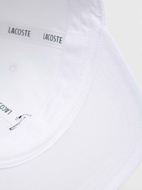 Lacoste czapka z daszkiem bawełniana kolor biały z aplikacją RK0491-031