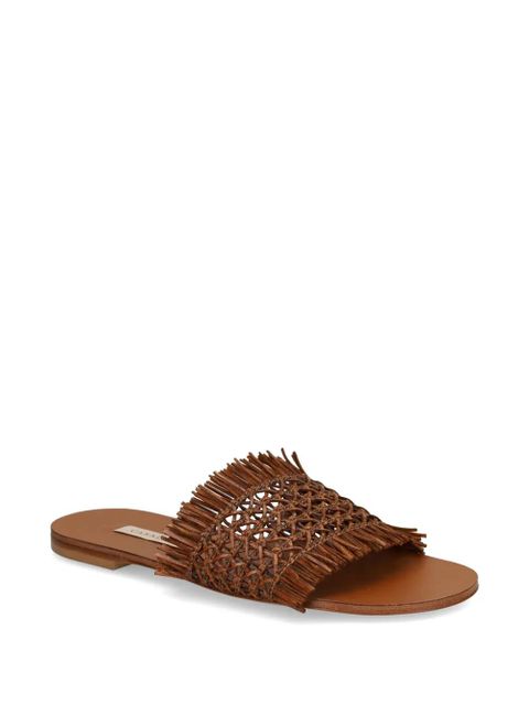 Casadei woven-design fringed sandals - Brown