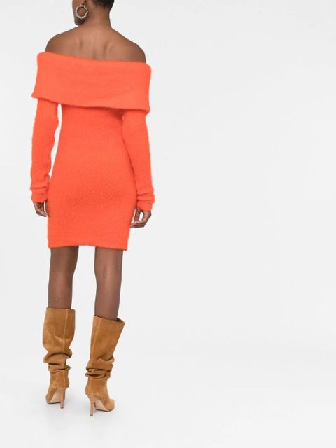 ISABEL MARANT Aria off-shoulder knitted dress - Orange