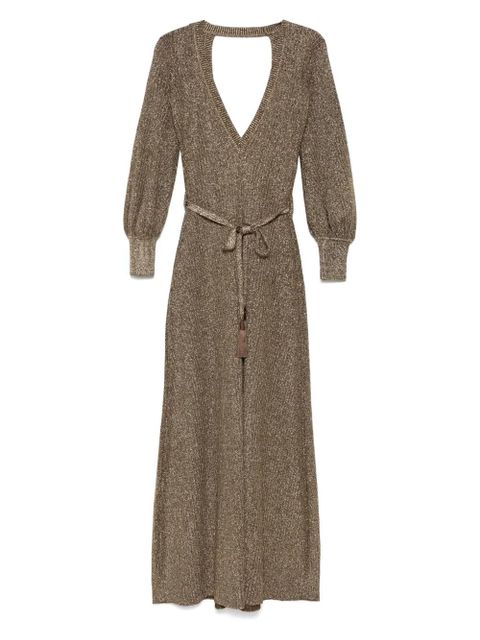 TOM FORD V-neck open-back maxi dress - Gold - zdjęcie produktu nr 1