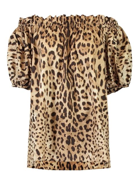 Dolce & Gabbana animal-print off-the-shoulder blouse - Neutrals - zdjęcie produktu nr 1