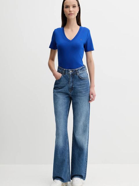 Tommy Hilfiger t-shirt bawełniany damski kolor niebieski WW0WW40584 - zdjęcie produktu nr 2