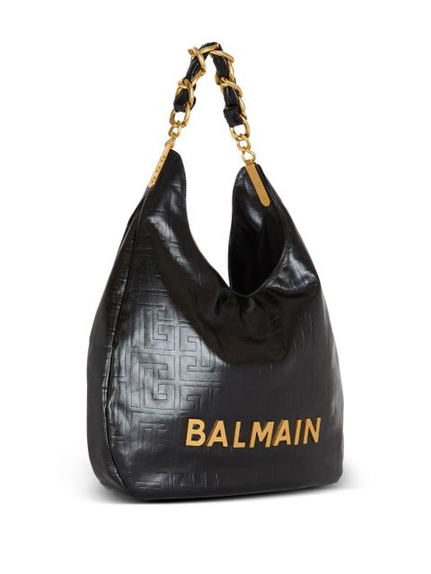 Balmain 1945 crinkled leather shoulder bag - Black