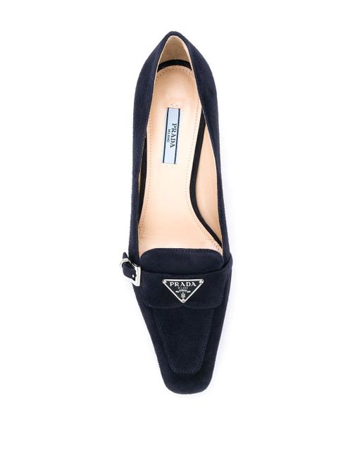 Prada logo-plaque slip-on pumps - Blue