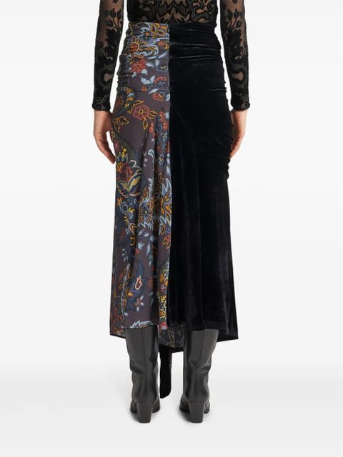 ETRO asymmetric paisley-print midi skirt - Black