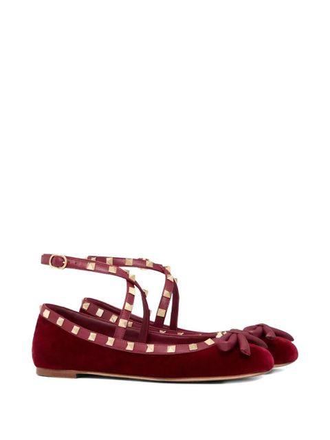 Valentino Garavani Rockstud velvet ballet flats - Red