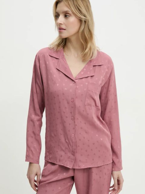 Answear.LAB piżama damska kolor różowy satynowa