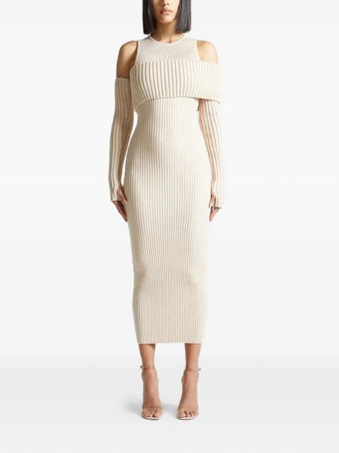 Manière De Voir knitted overlay midi dress - Neutrals - zdjęcie produktu nr 2