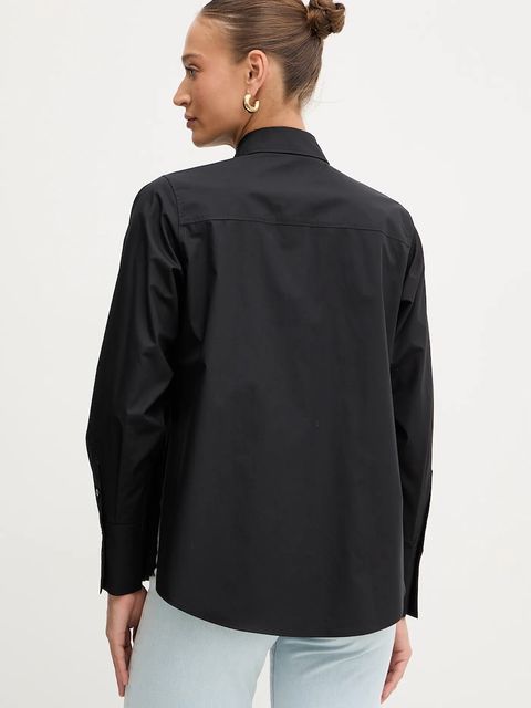 Karl Lagerfeld koszula bawełniana damska kolor czarny regular z kołnierzykiem klasycznym B1W11012