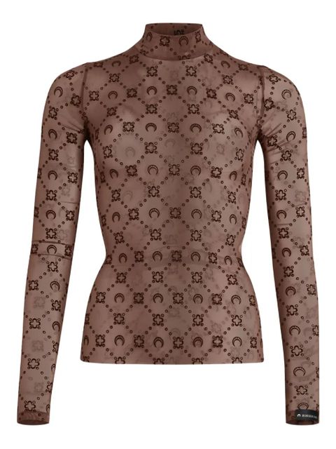 Marine Serre patterned long-sleeve top - Brown - zdjęcie produktu nr 2