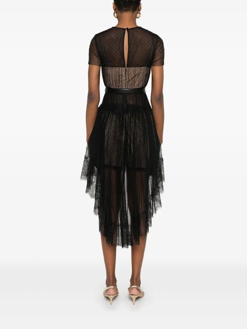 Self-Portrait dot-pattern mesh mini dress - Black