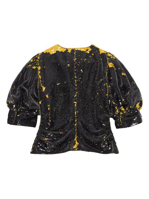GANNI sequinned puff-sleeve blouse - Black - zdjęcie produktu nr 2
