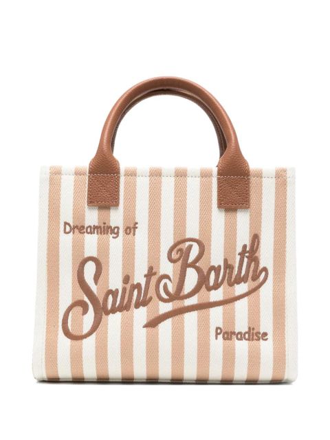 MC2 Saint Barth striped embroidered leather tote bag - White - zdjęcie produktu nr 1