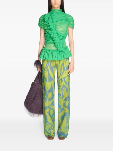 DRIES VAN NOTEN floral-print trousers - Green - zdjęcie produktu nr 2