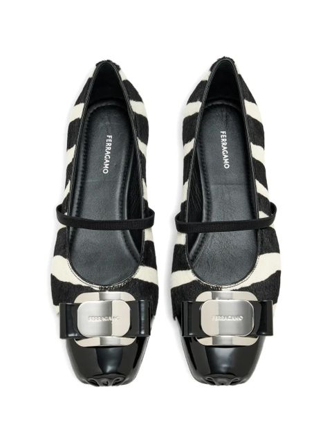 Ferragamo Vara zebra-print bow ballet flats - Black