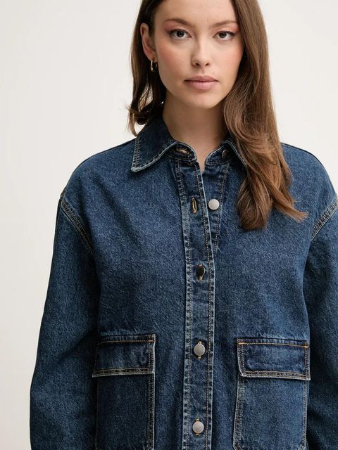 United Colors of Benetton kurtka jeansowa bawełniana kolor niebieski przejściowa 296XDN07R