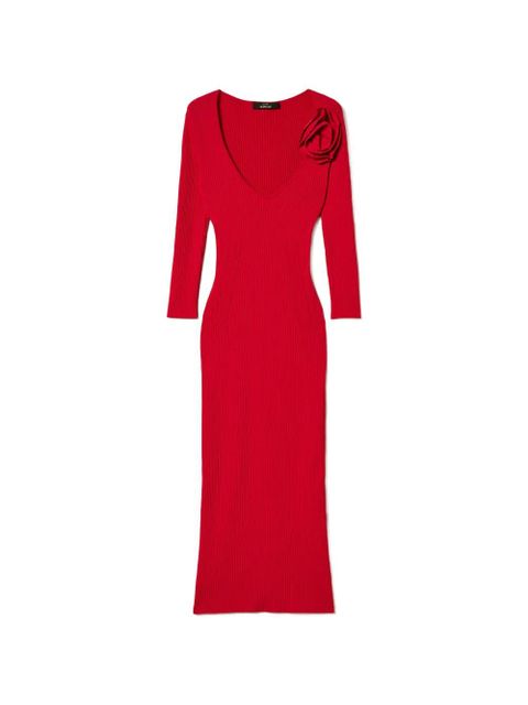 TWINSET floral-appliqué knitted dress - Red - zdjęcie produktu nr 1