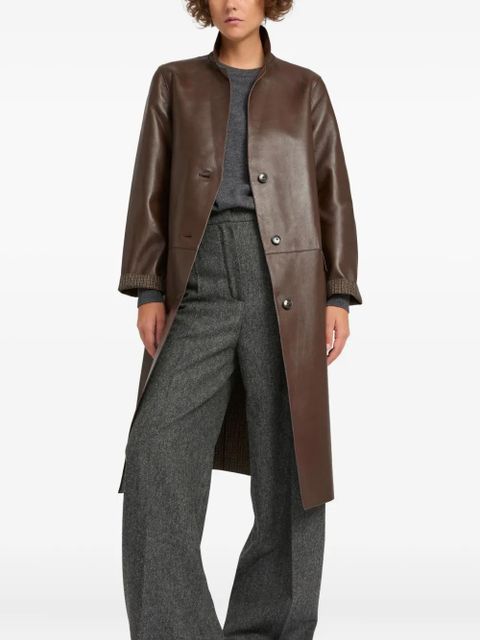Yves Salomon panelled leather coat - Brown