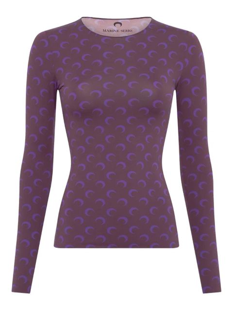 Marine Serre moon-printed long-sleeved T-shirt - Purple - zdjęcie produktu nr 1
