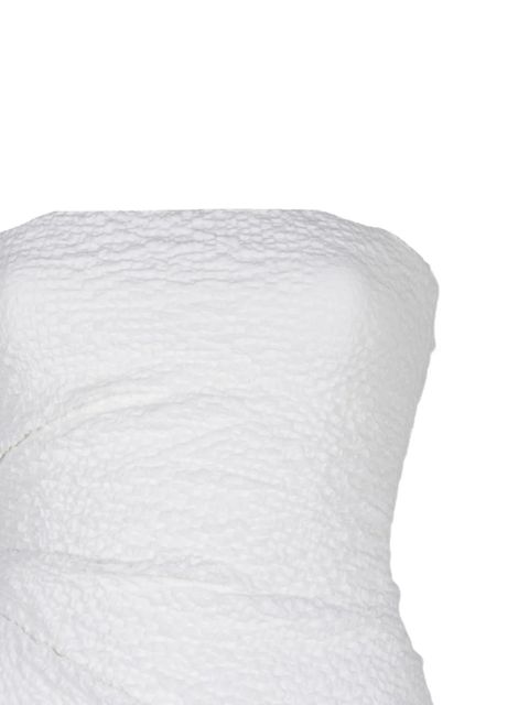 STAUD Nia strapless seersucker maxi dress - White