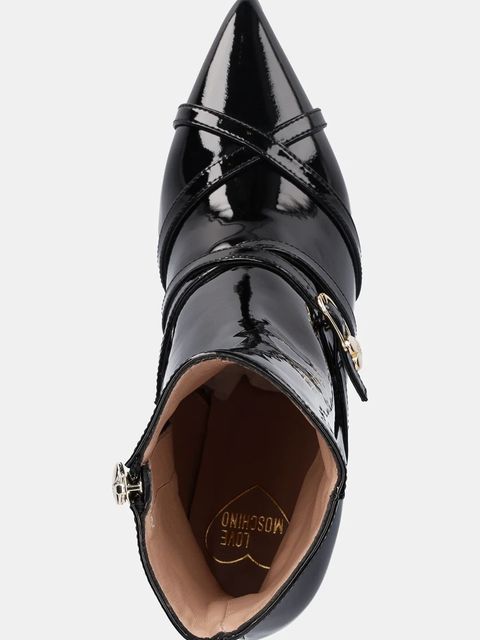 Love Moschino botki skórzane damskie kolor czarny na szpilce JA21047G1NIH0000