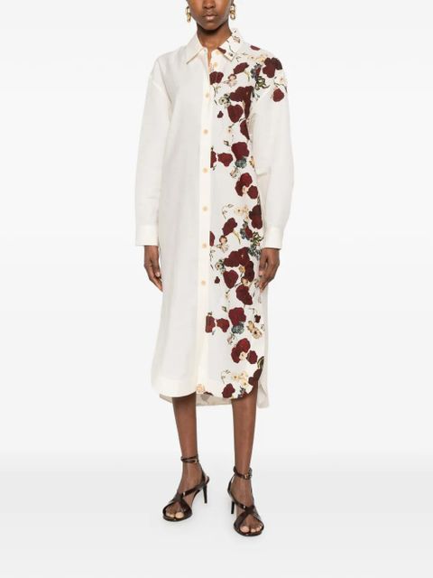 KHAITE Gloria floral-print midi dress - Neutrals - zdjęcie produktu nr 2