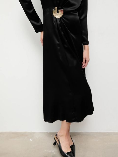 Answear.LAB sukienka kolor czarny maxi prosta - zdjęcie produktu nr 2