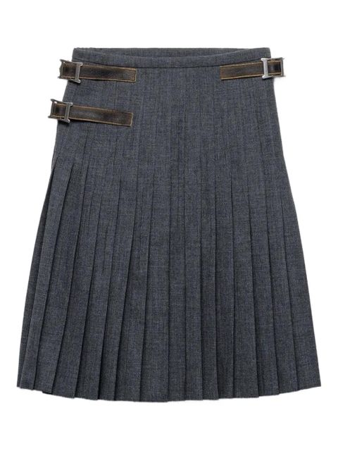 Prada pleated leather-strap midi skirt - Grey - zdjęcie produktu nr 1
