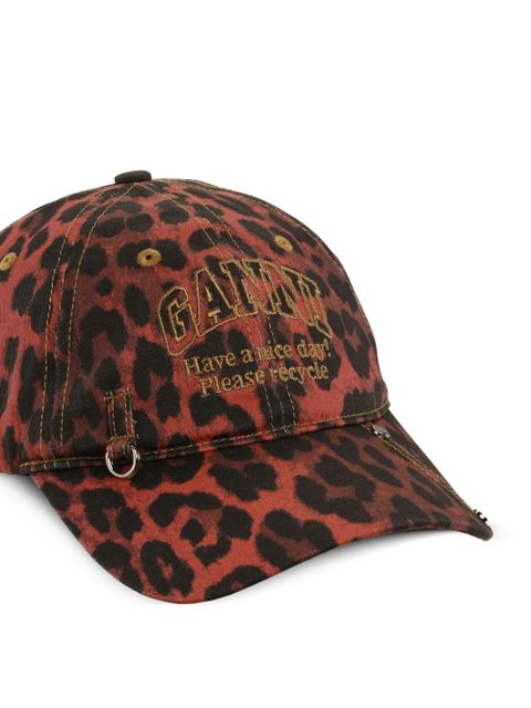 GANNI leopard-print cap - Red - zdjęcie produktu nr 2
