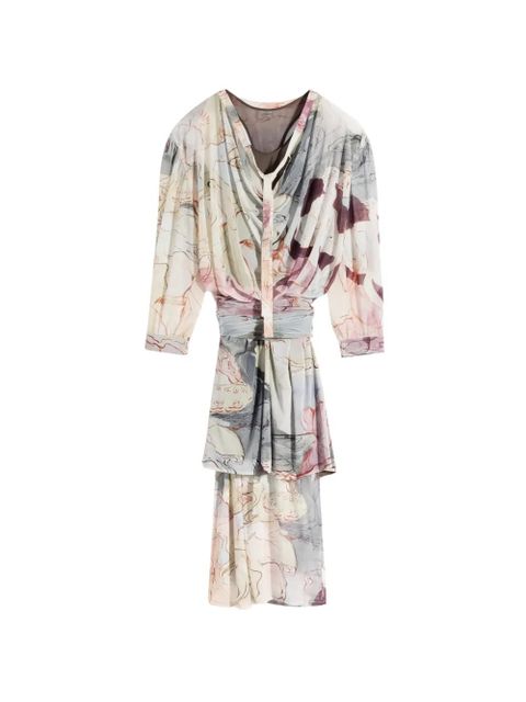 LEMAIRE draped floral print dress - Neutrals - zdjęcie produktu nr 1