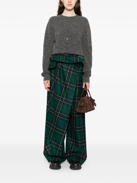 JW Anderson fold-over tartan trousers - Green