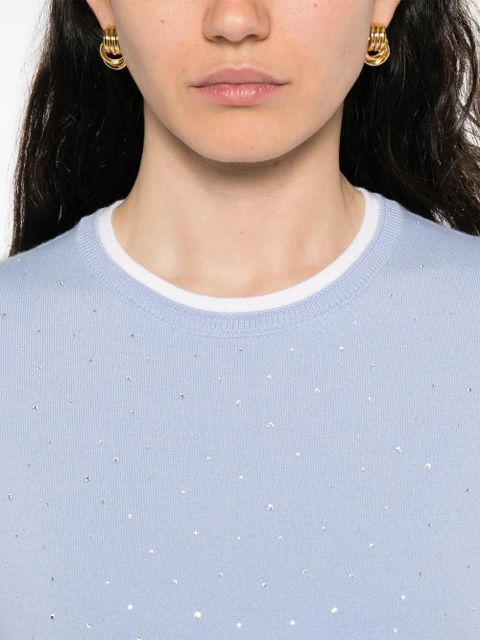 Maje rhinestone-embellished T-shirt - Blue