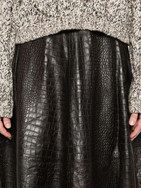 Róhe leather A-line skirt - Brown