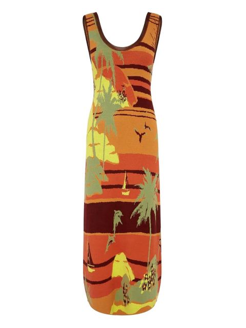 ALEMAIS Palm Island print midi dress - Orange - zdjęcie produktu nr 1